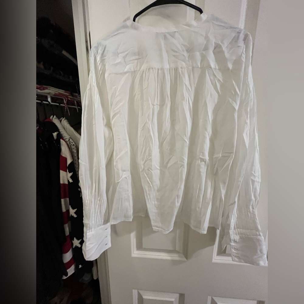 J. Crew Ivory Tie-Neck Long Sleeve Blouse - Picture 3 of 6